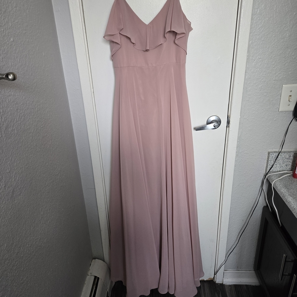 Jenny Yoo Mila Gown Woodrose Pink Chiffon Bridesmaid Dress Size 4 Convertible - Picture 4 of 11